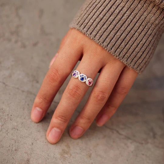 Proud Dog Mom 1–5 Paw Birthstone Custom Ring